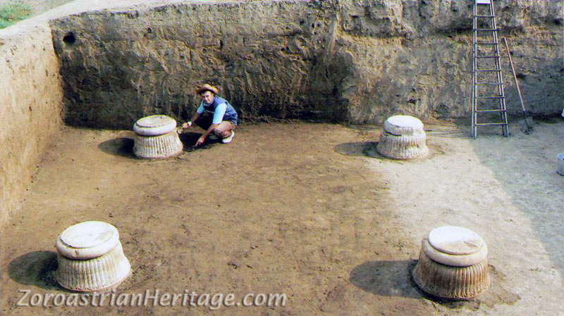 Shamkir excavations of Achaemenid era city-palace complex - column bases
