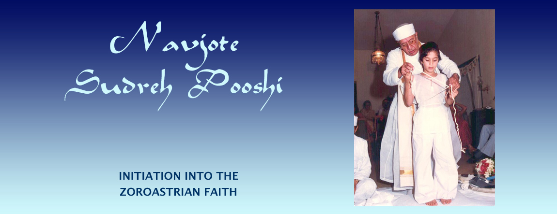 Navjote, Sudreh Pooshi - Zoroastrian Initiation ceremony. Image: Author's newphew's investiture with sudrah & kusti