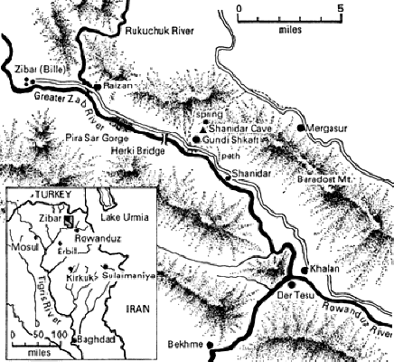 Greater Zab Valley map showing Shanidar location