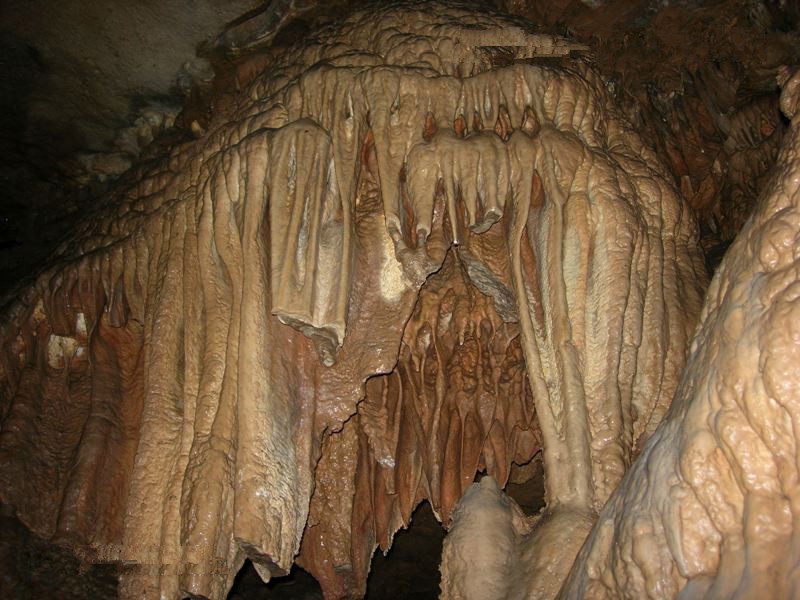 Amir Temir Cave interior with stalactite-like formations