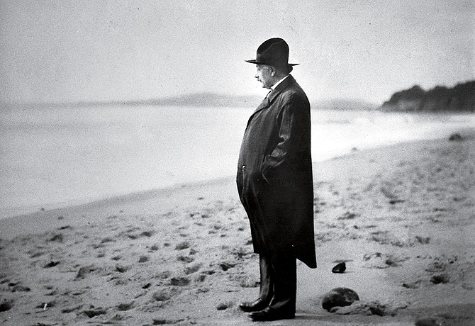 Albert Einstein on a Santa Barbara beach, 1933