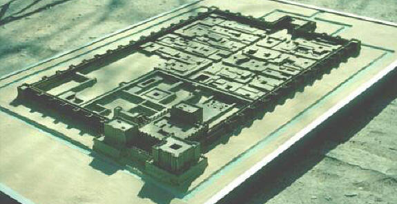 City-Citadel / High Palace Complex reconstruction model. Citadel / palace in the foreground