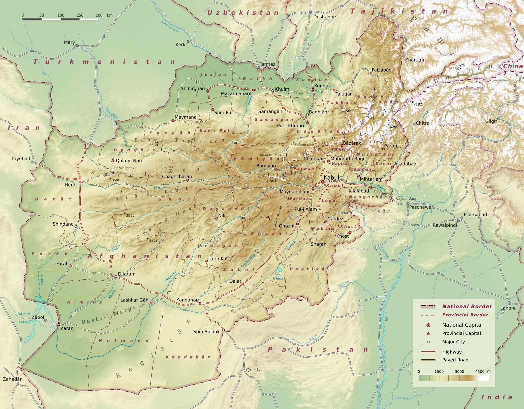Aghanistan Relief Map