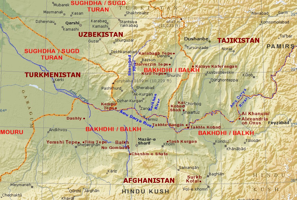 Relief map of the Balkh / Bakhdhi region (N. Afghanistan, S. Uzbekistan, W. Tajikistan)