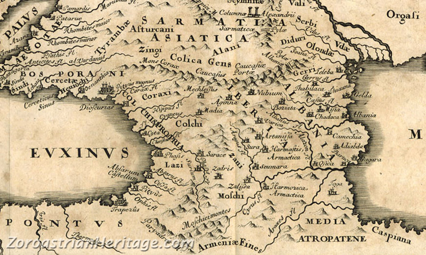 Caucasia according to Classical Greco-Roman authors as drawn in 1706 by Cellarius