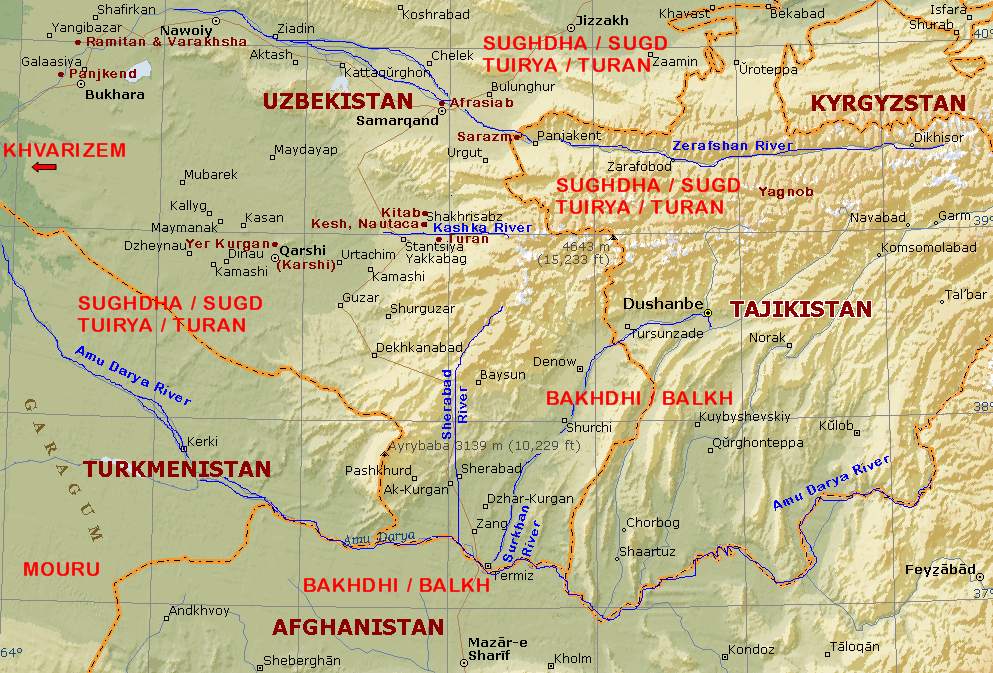Relief Map of the Sugd / Sughdha Region (South-Western Uzbekistan, Western Tajikistan)