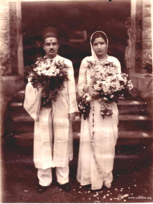 An older style of wedding attire