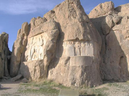 Left relief: Investiture of Ardeshir I (224/6-241 CE). Right relief: Bahram II (276-293 CE) audience