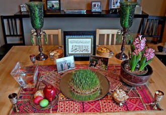 a haft-seen table in a Muslim home