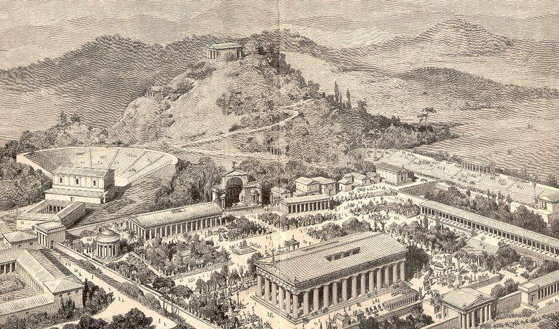 Artist's impression of ancient Olympia