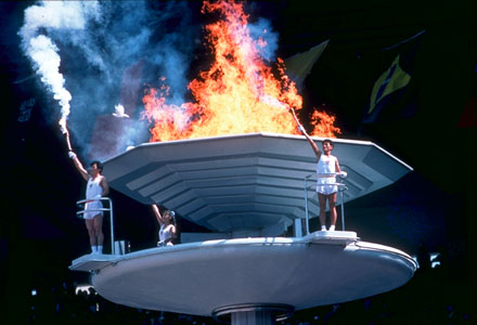 The flame just after its lighting at the 1988 Seoul, Korea Olympics