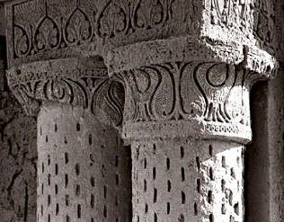 Column capital at the ruins of the No Gombad mosque, Balkh (ninth century)