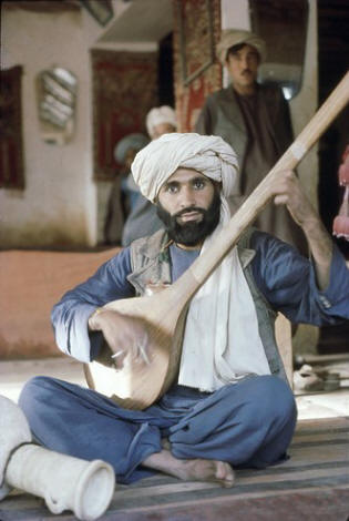 Musician at a chaikhana / teahouse