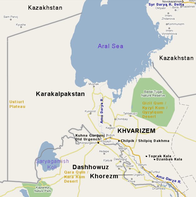 Map of Karakalpakstan & Khorezm