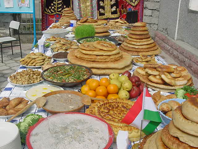 Nowruz table spread in Tajikistan