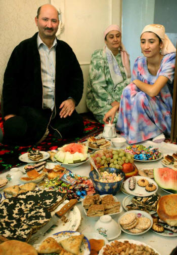 Tajik family celebrating Nowruz