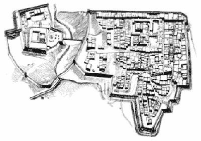 Reconstructed aerial view and layout of ancient Panjikent