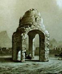 Drawing of Rokn Abad Sassanian temple before its destruction