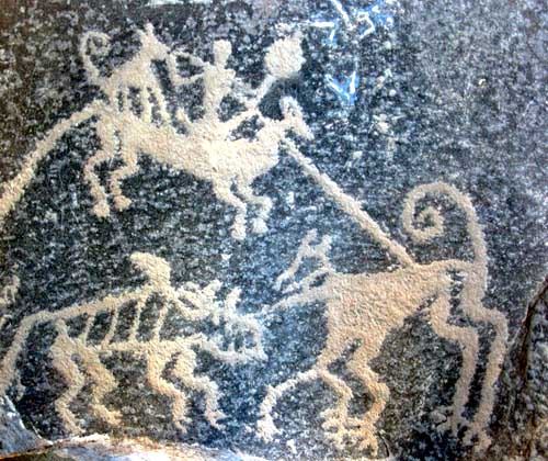 Neolithic petroglyphs discovered near Ernan / Arnan village. Found when excavating a kareez / qanat
