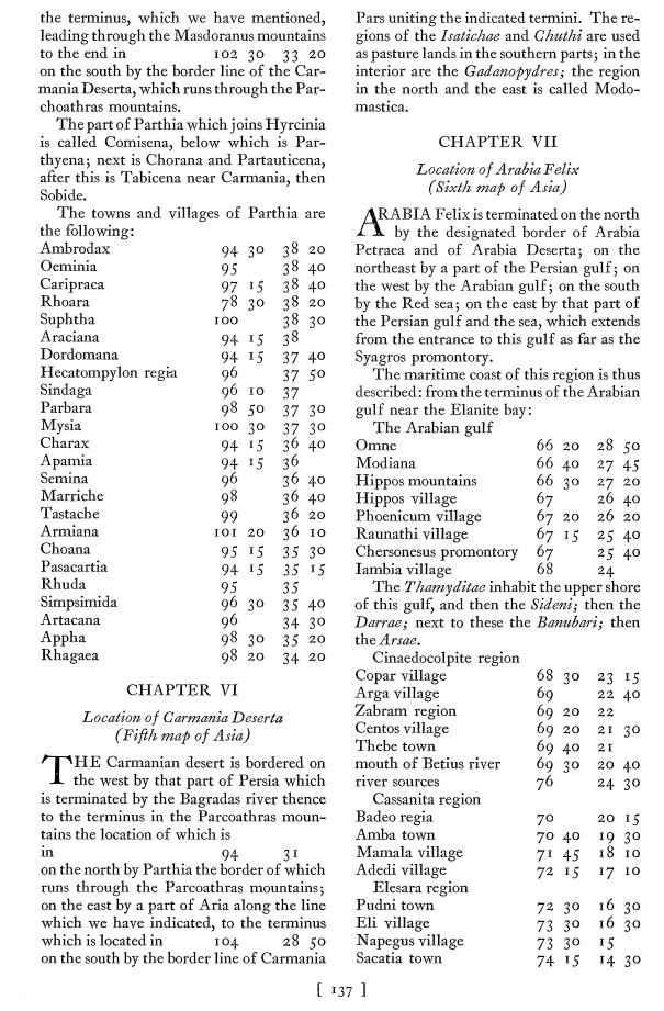 ptol,  p. 137. Ptolemy's Geography Book Six,   Parthia,  Iran, Central Asia
